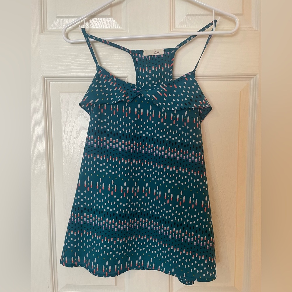 Teal Sleeveless Patterned Shirt